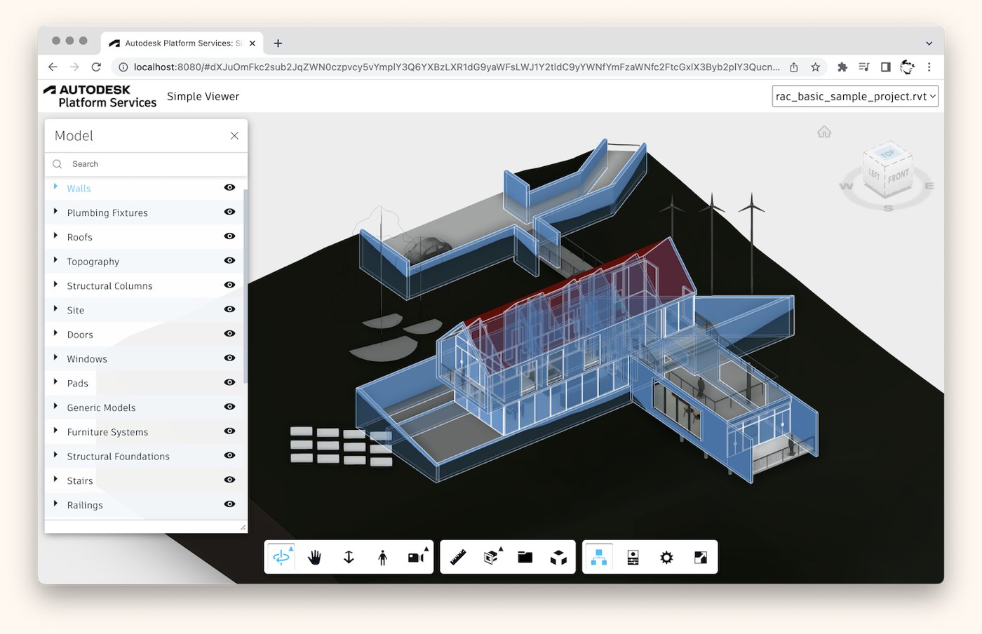 3D building model in the Autodesk Viewer, from Autodesk Platform Services